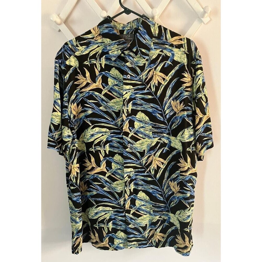 Crazy Horse L Tropical Leaves Button Up Shirt‎ Coastal Grandpa Boho Aesthetic